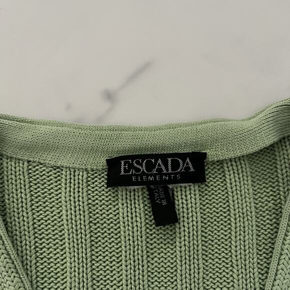 Vtg Escada Elements Chunky knit Cardigan green Sz L Preppy Academia Goblin core - Picture 3 of 9